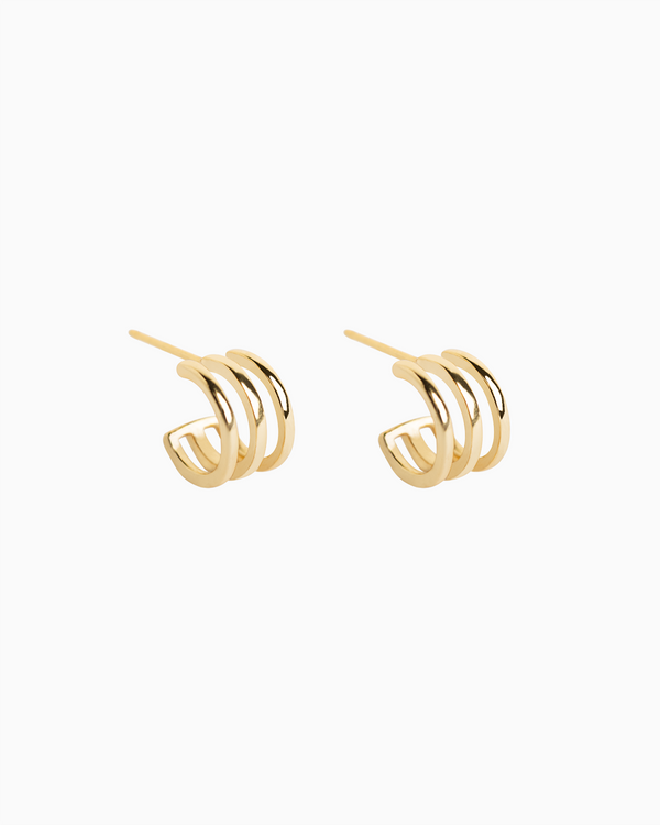 Triple Huggie Hoops Gold Plated over Sterling Silver
