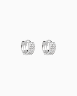 Pavé Triple Row Hoops Sterling Silver