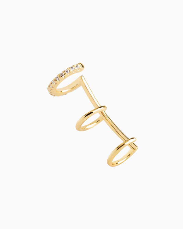 Triple Pavé Ear Cuff Gold Plated over Sterling Silver
