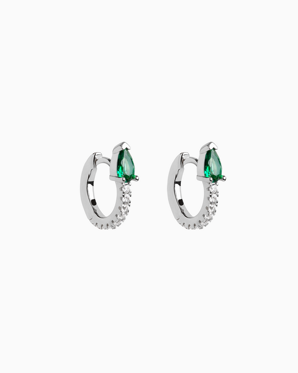 Teardrop Pavé Huggie Hoops Sterling Silver