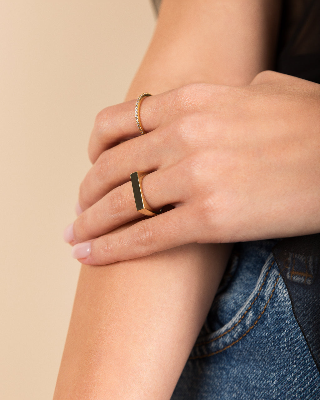 Rectangle Signet Ring in Gold — alternate view