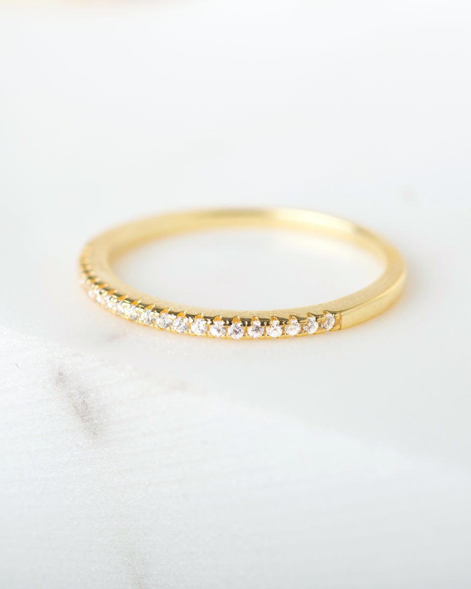 Half Eternity Pave Ring in Gold — alternate view