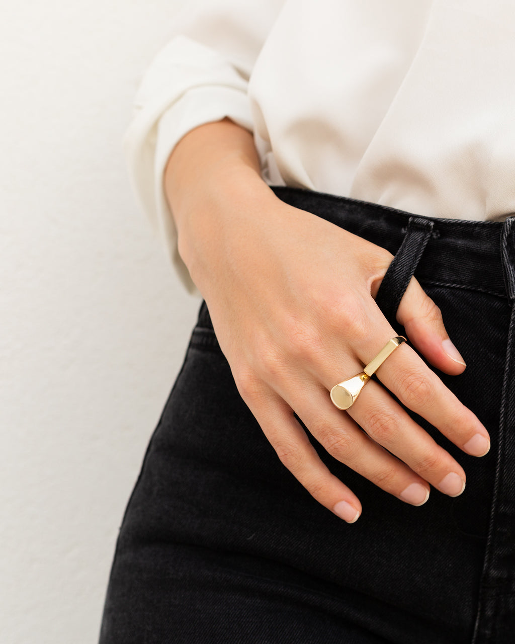 Rectangle Signet Ring in Gold — alternate view